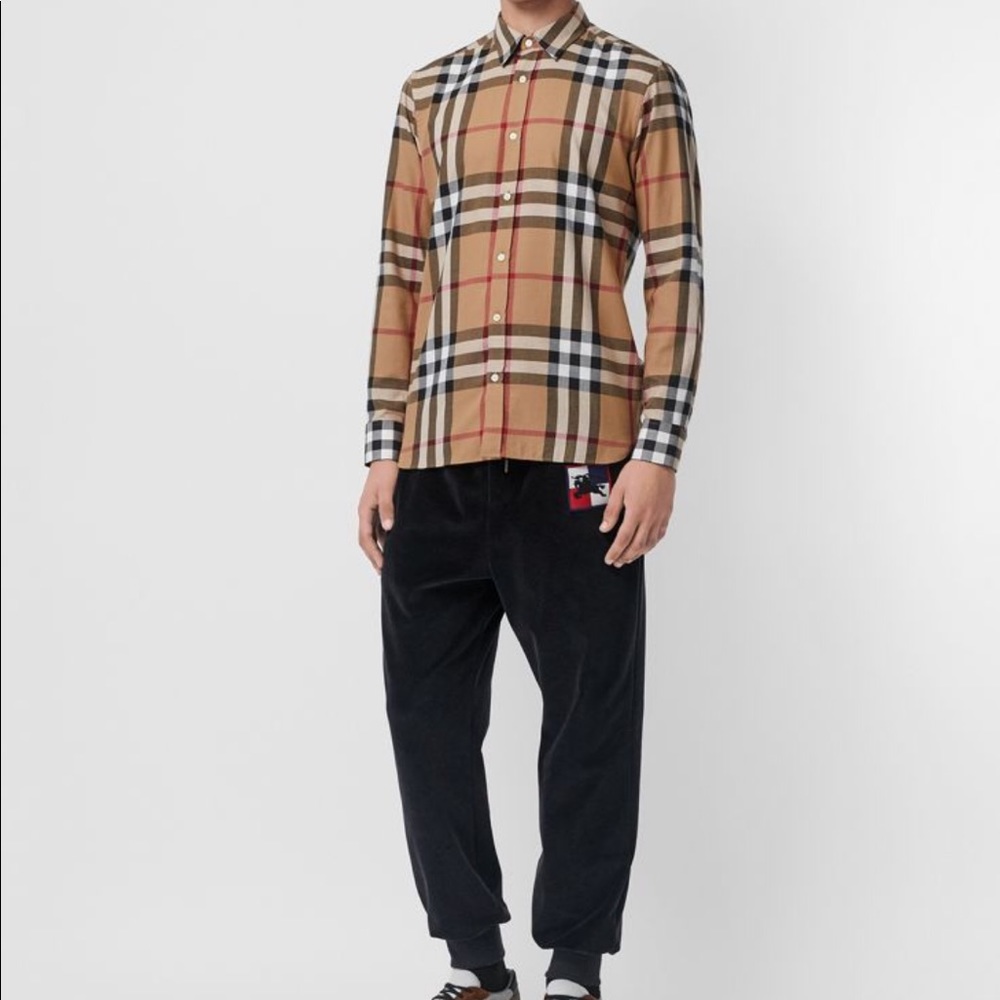 Burberry Britt size medium camel color plaid shirt